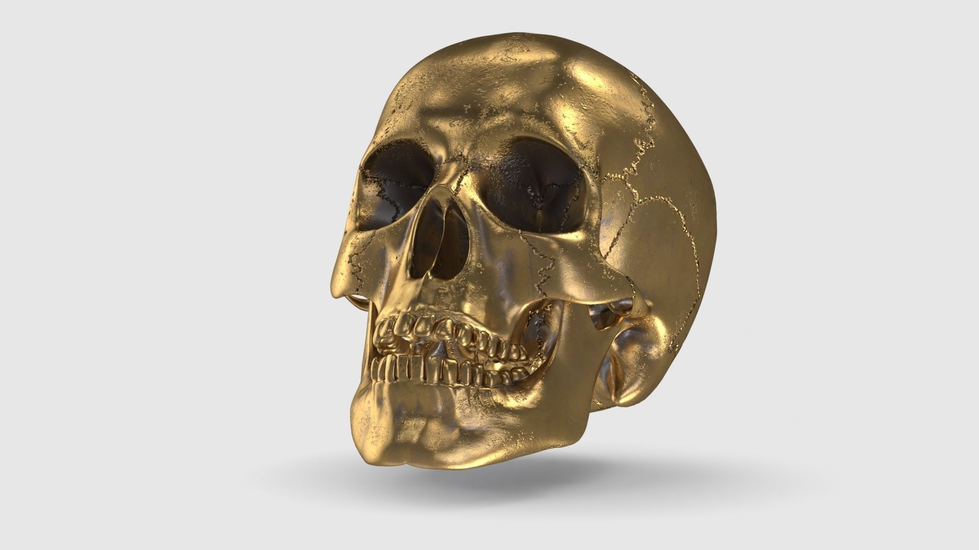 Golden Skull Low-poly 3D model_9
