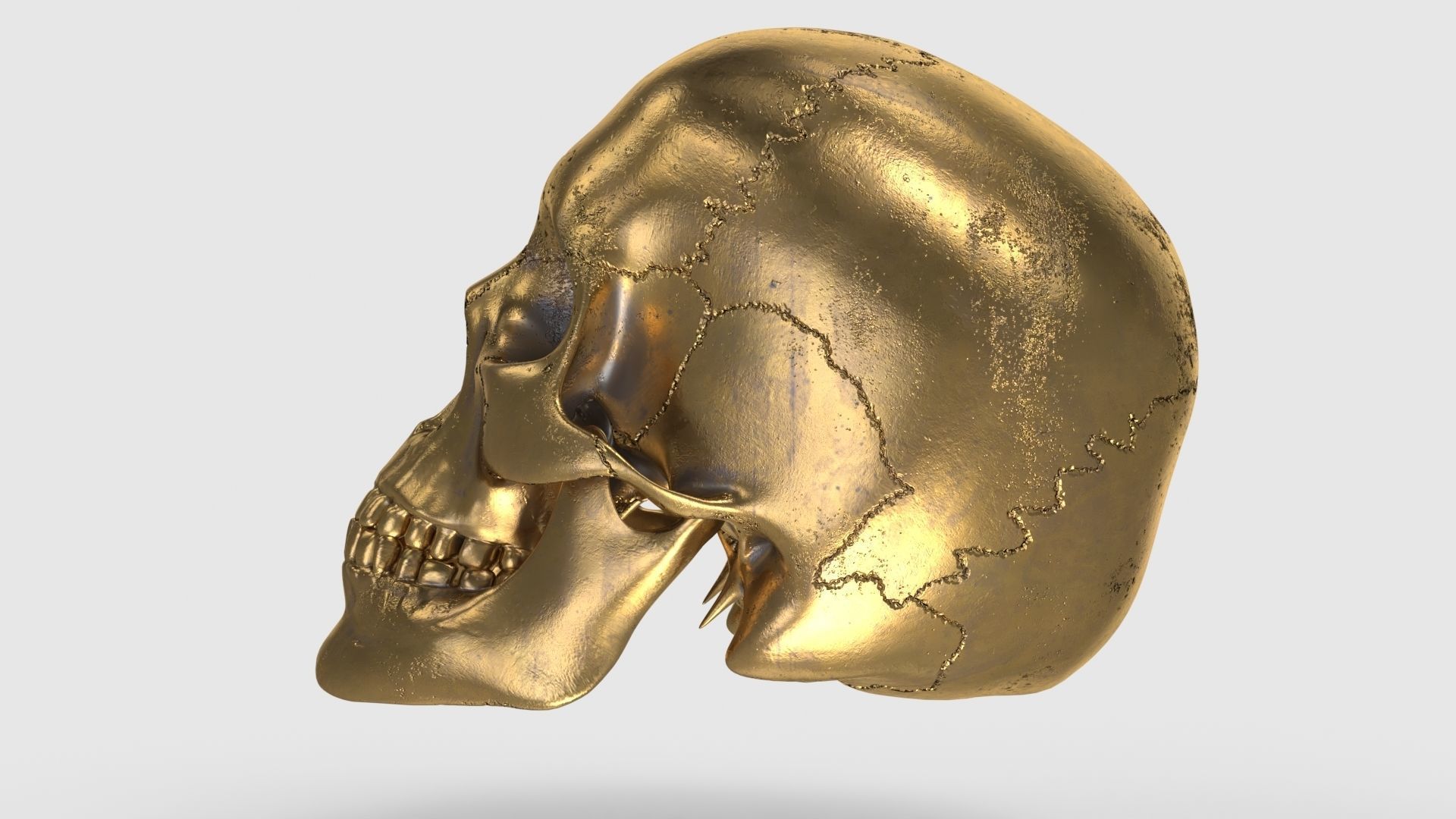 Golden Skull Low-poly 3D model_12