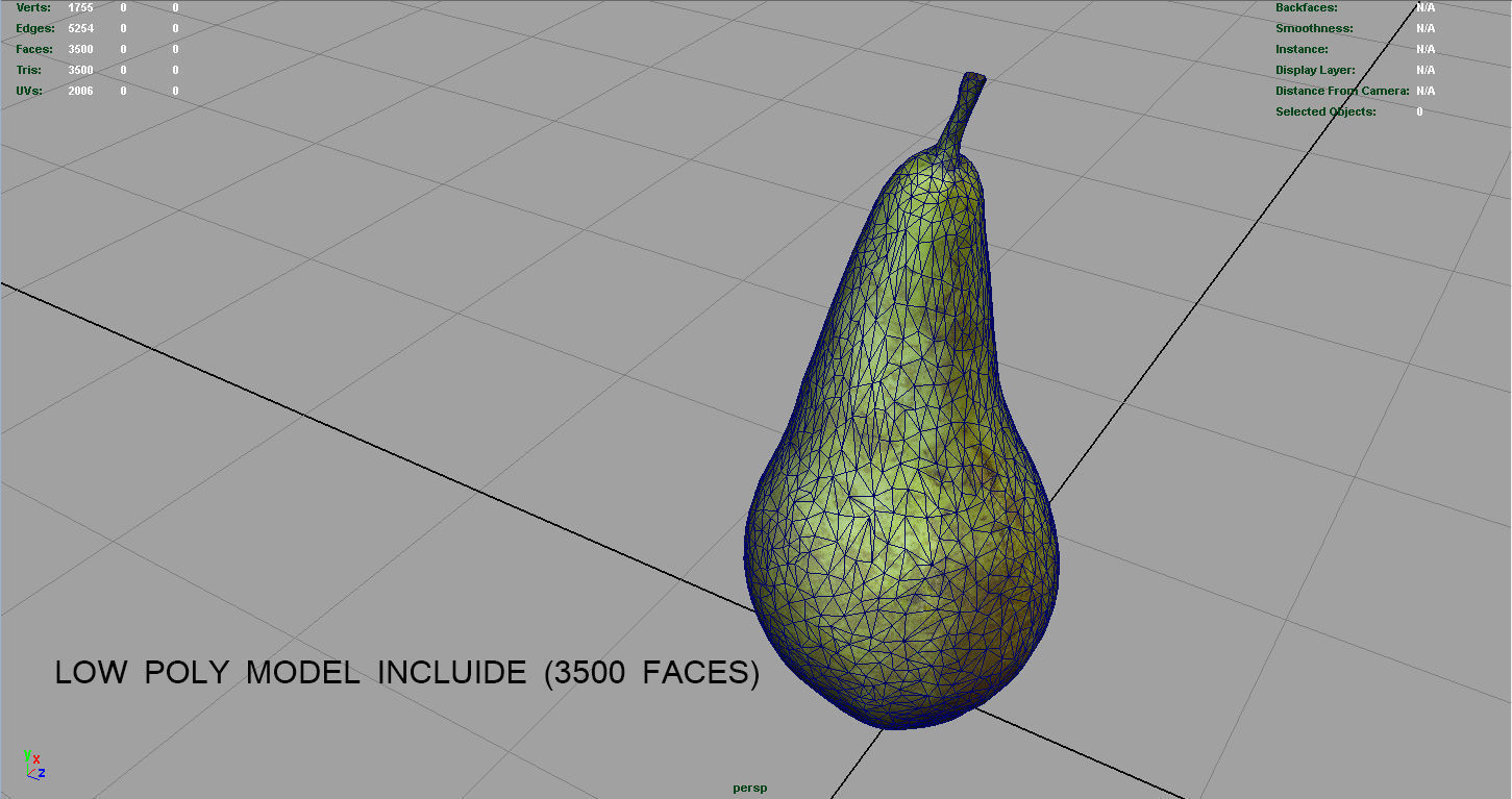 Realistic Pear Low-poly 3D model_9