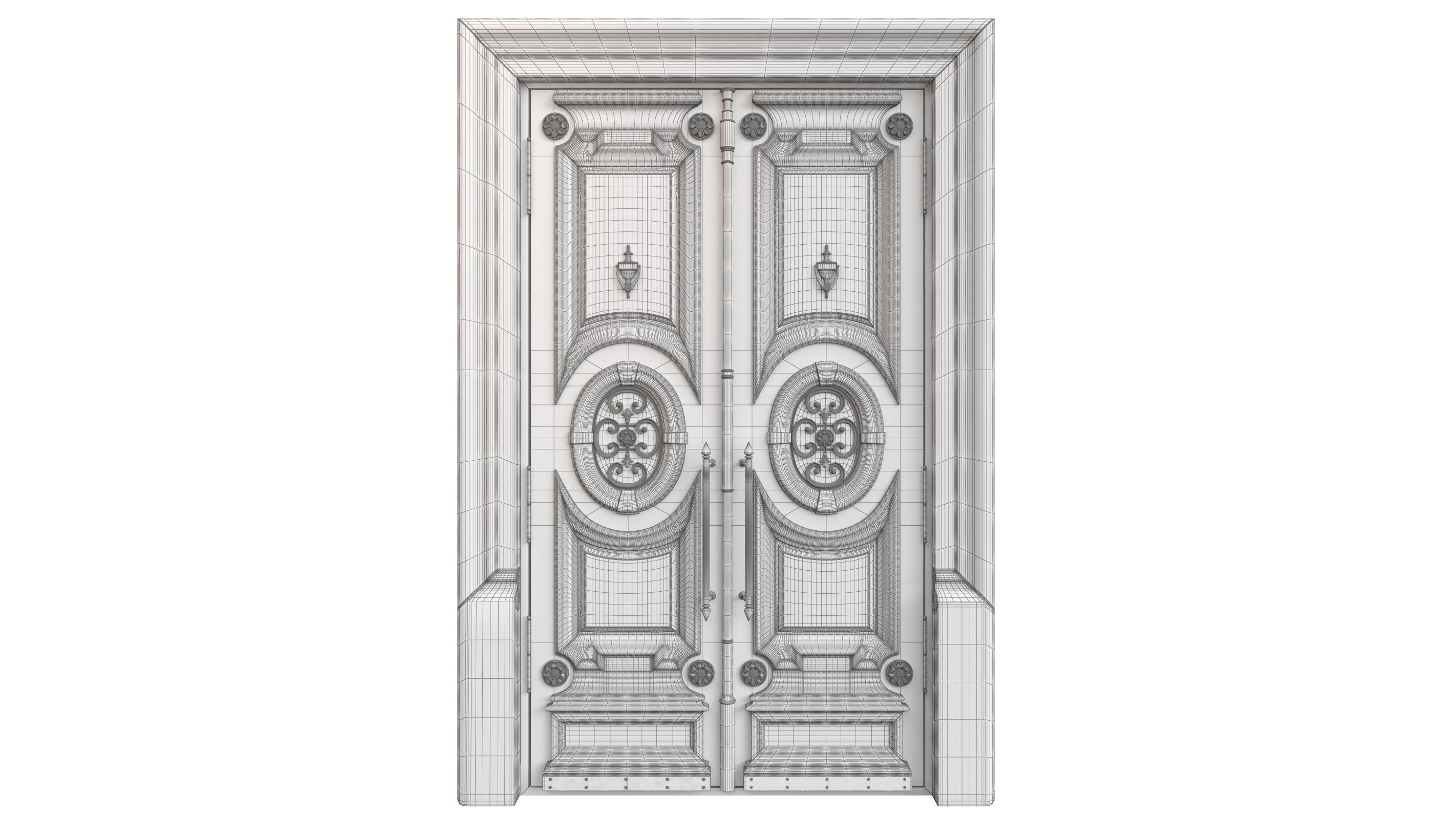 Entrance classic door 118 3D model_7