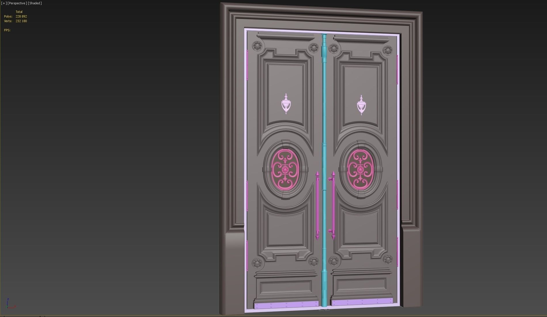 Entrance classic door 118 3D model_13
