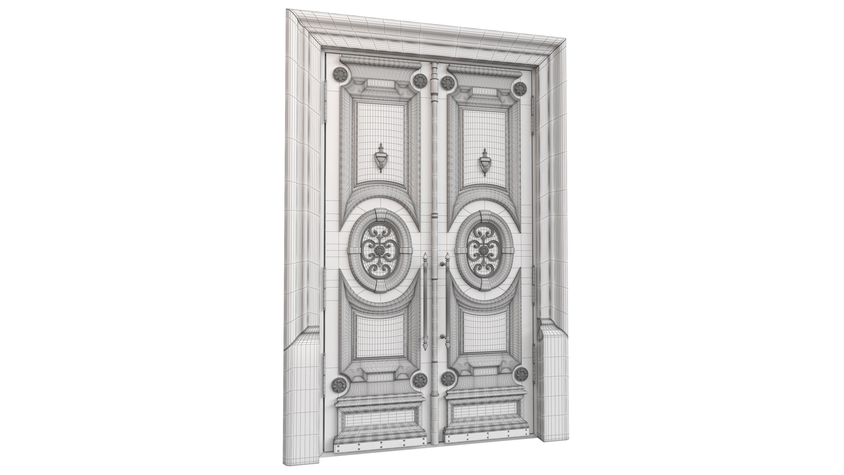 Entrance classic door 118 3D model_6
