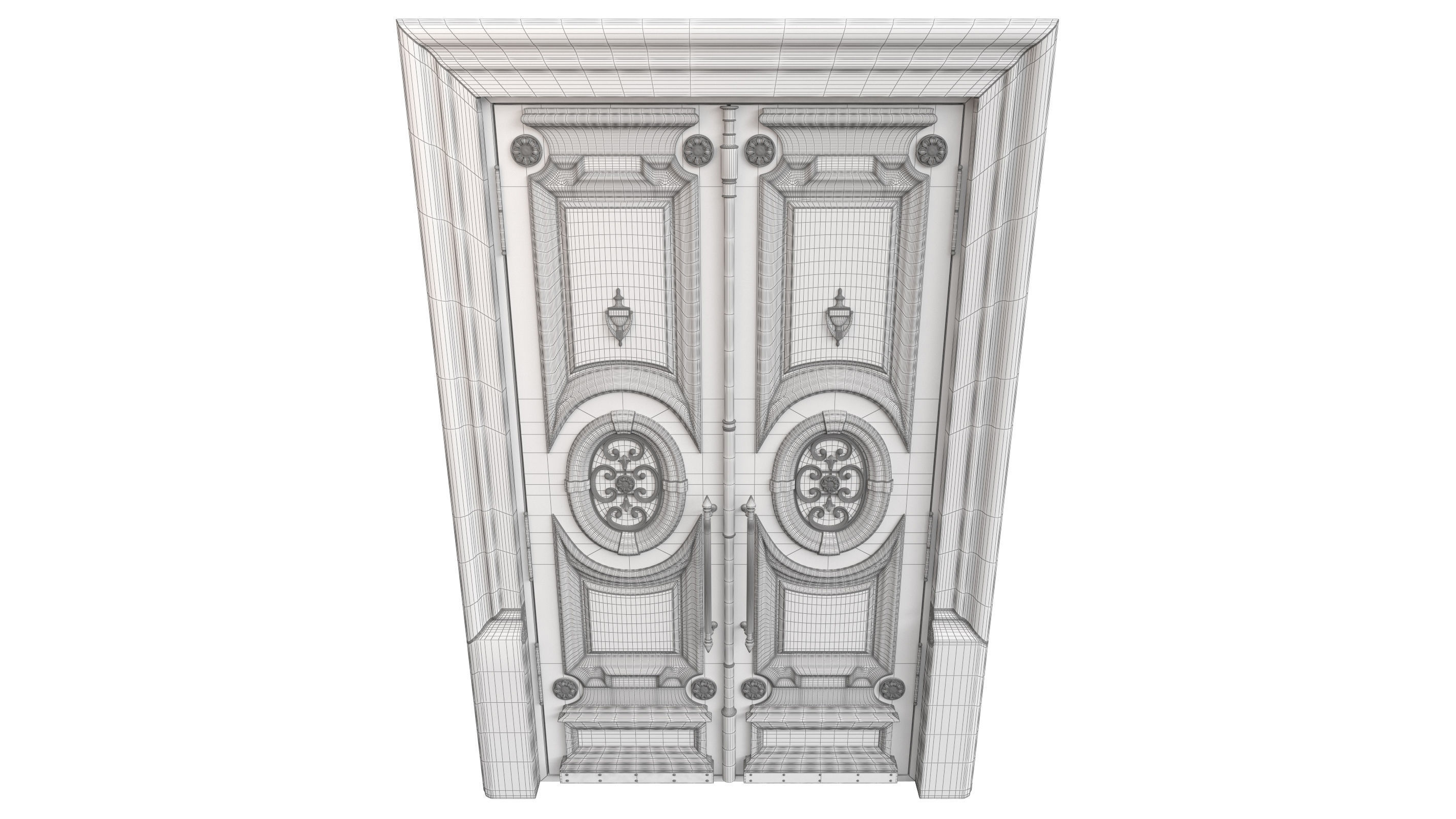 Entrance classic door 118 3D model_8