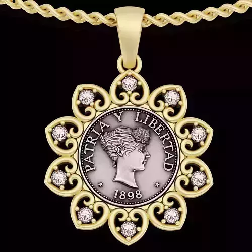 Anniversary of Souvenir Peso  Coin pendant printable jewelry