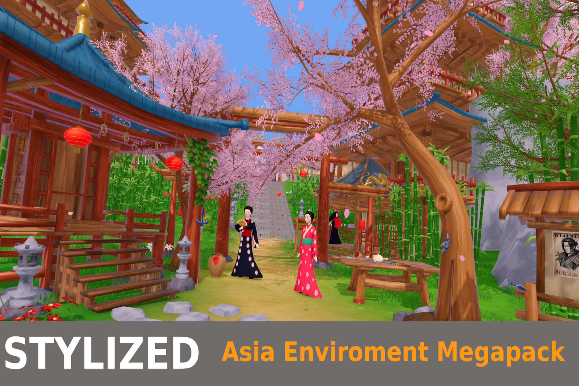 Stylized Asia Enviroment Megapack - Unity URP Low-poly 3D model_2