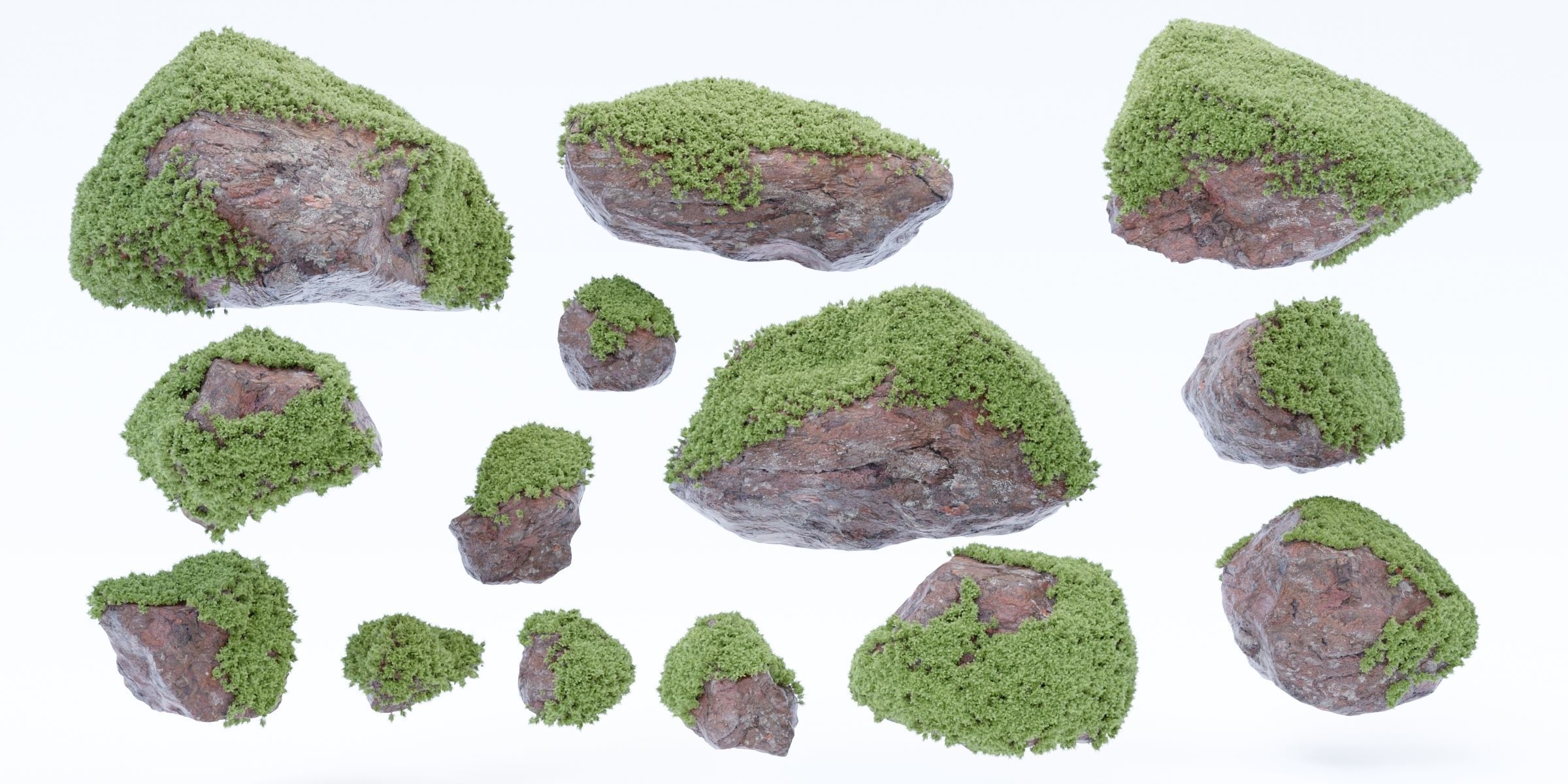 Mossy rocks garden collection vol 140-Blender 3D model_4