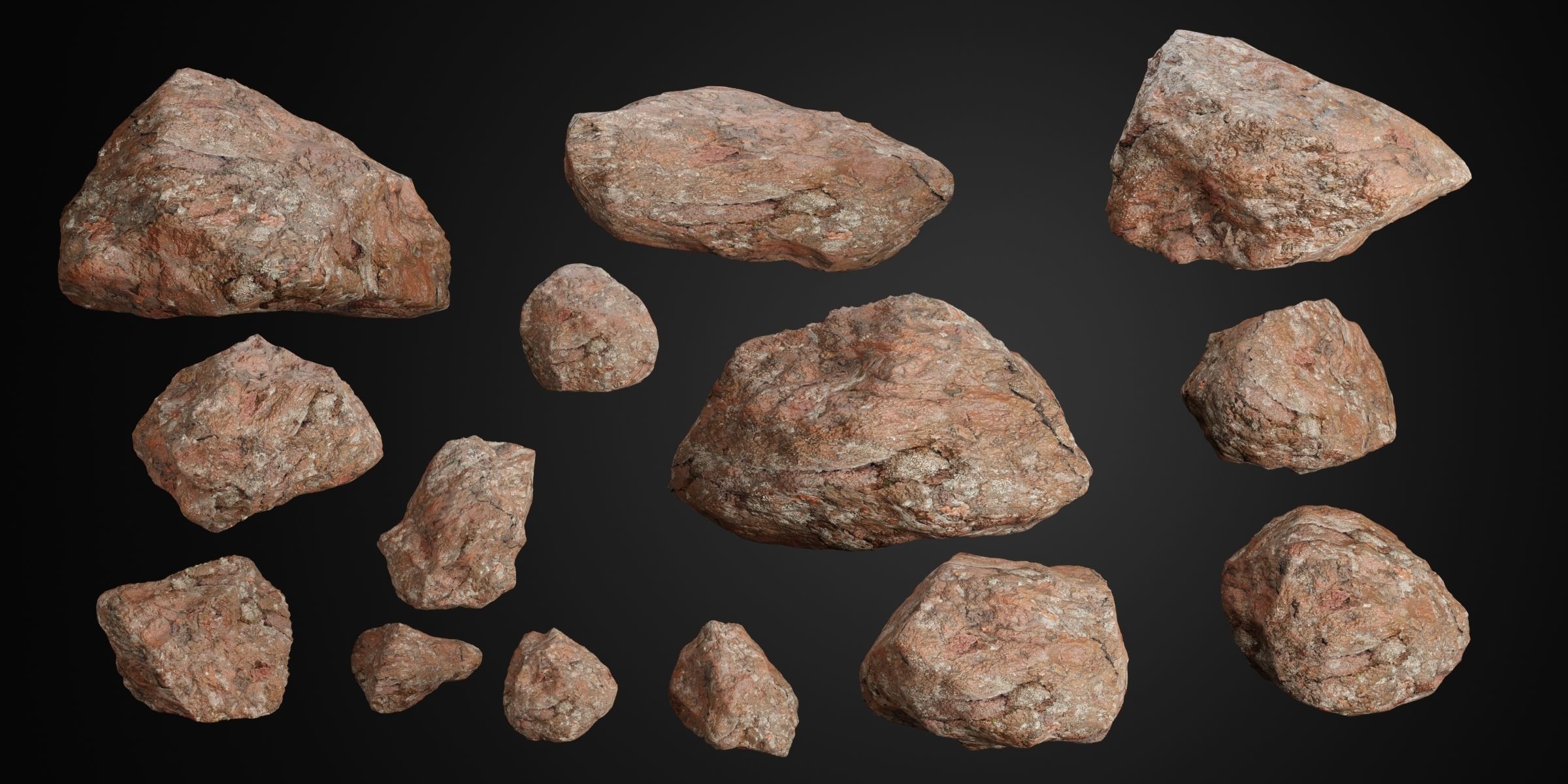 Mossy rocks garden collection vol 140-Blender 3D model_5