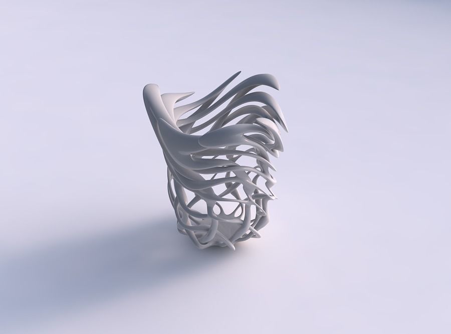 Bowl cylindrical with interlacing lattice twisted and tapered... 3D print model_0