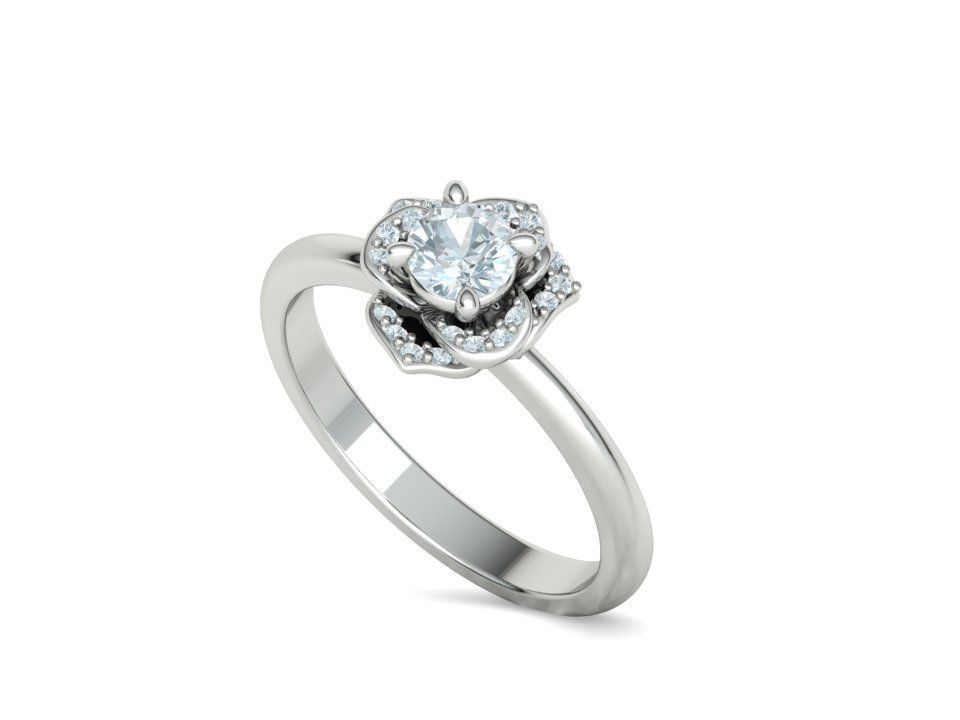 Flower Engagement Ring 30 pointer Stone Nature design Ring 3D print model_37