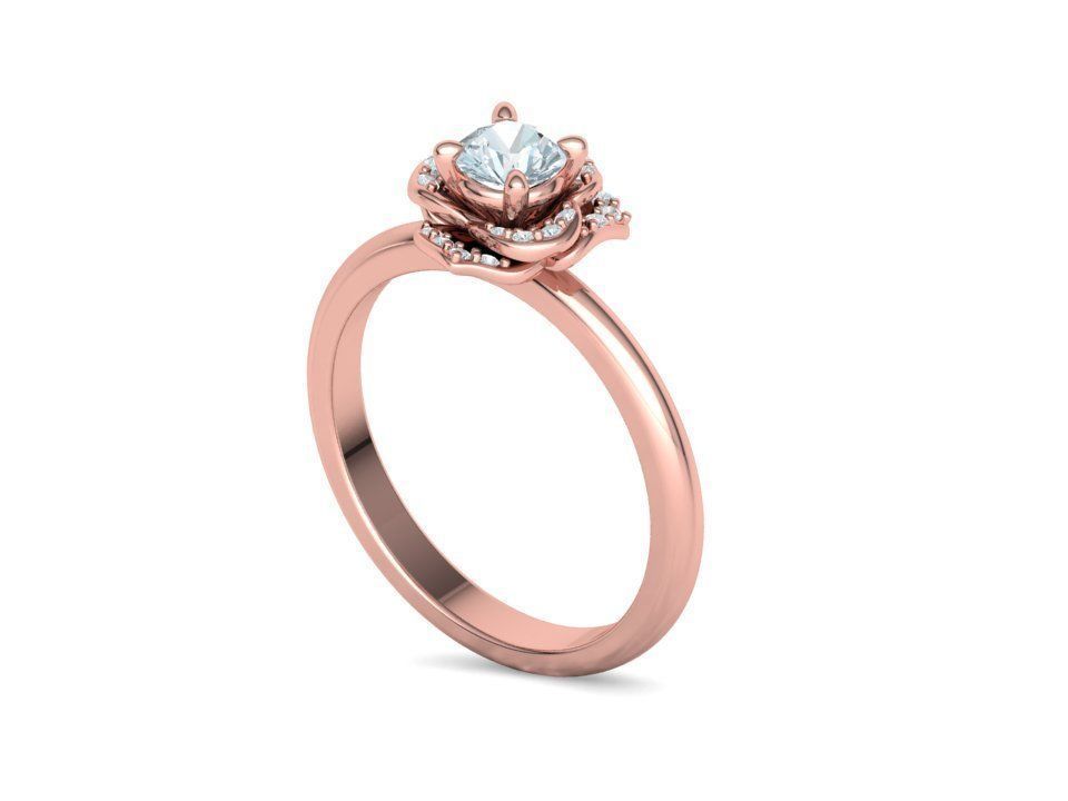Flower Engagement Ring 30 pointer Stone Nature design Ring 3D print model_32