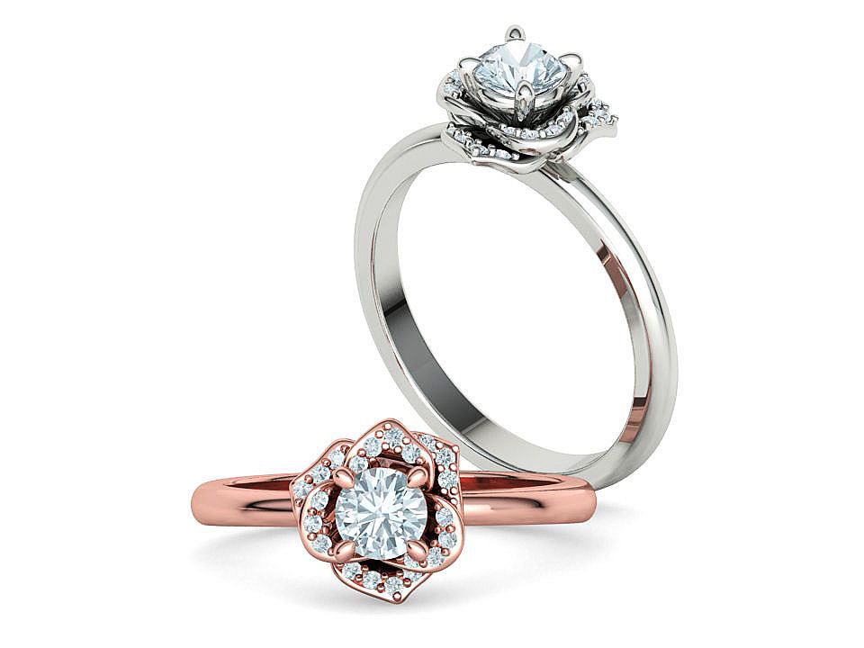 Flower Engagement Ring 30 pointer Stone Nature design Ring 3D print model_6