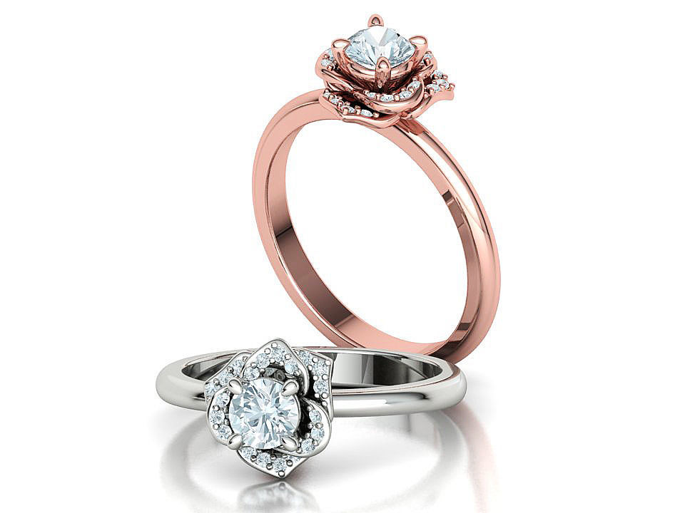 Flower Engagement Ring 30 pointer Stone Nature design Ring 3D print model_1