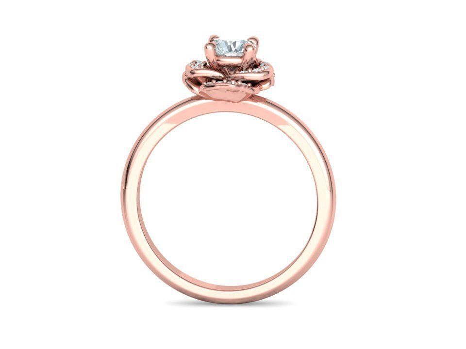 Flower Engagement Ring 30 pointer Stone Nature design Ring 3D print model_29