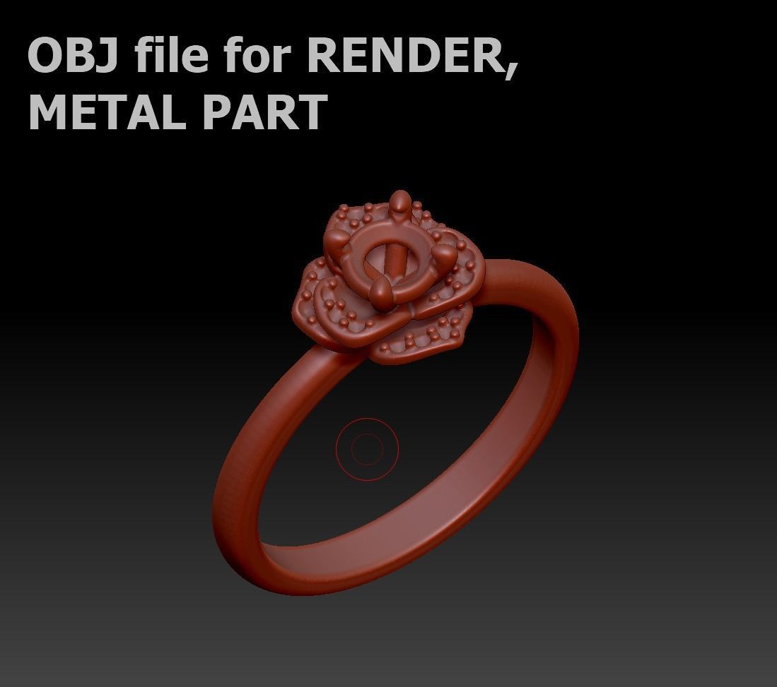 Flower Engagement Ring 30 pointer Stone Nature design Ring 3D print model_19