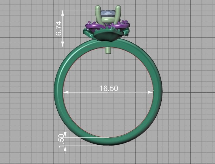 Flower Engagement Ring 30 pointer Stone Nature design Ring 3D print model_10