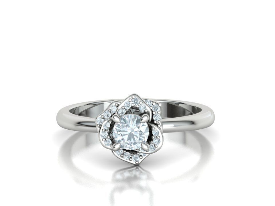 Flower Engagement Ring 30 pointer Stone Nature design Ring 3D print model_15