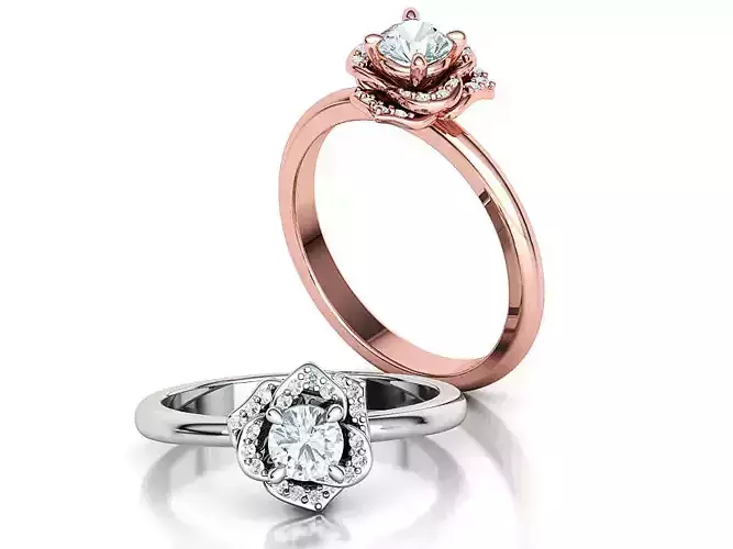 Flower Engagement Ring 30 pointer Stone Nature design Ring 3D print model