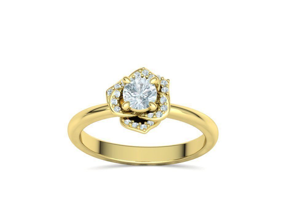 Flower Engagement Ring 30 pointer Stone Nature design Ring 3D print model_24