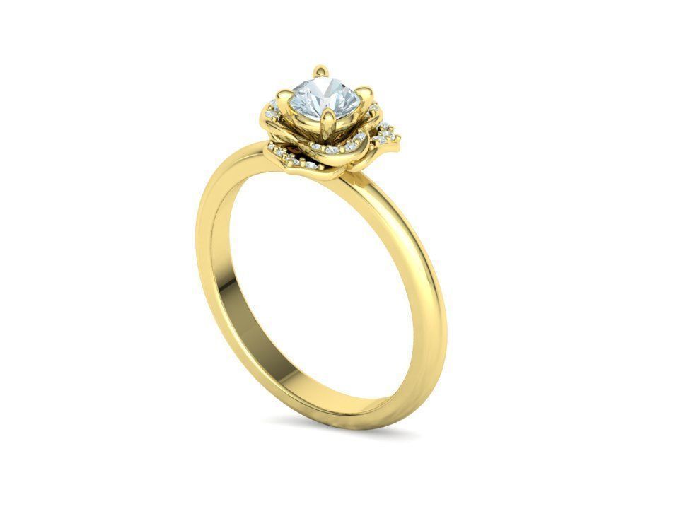 Flower Engagement Ring 30 pointer Stone Nature design Ring 3D print model_33