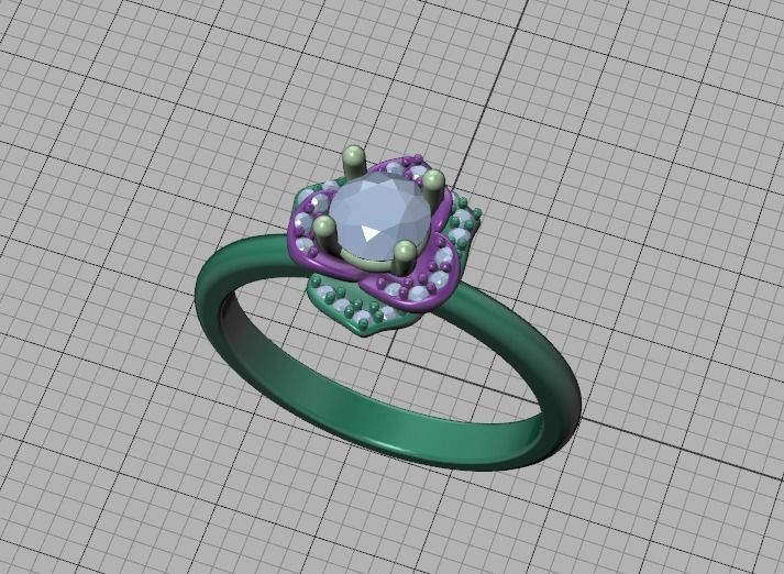 Flower Engagement Ring 30 pointer Stone Nature design Ring 3D print model_41