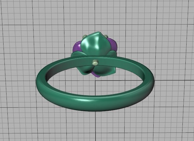 Flower Engagement Ring 30 pointer Stone Nature design Ring 3D print model_40