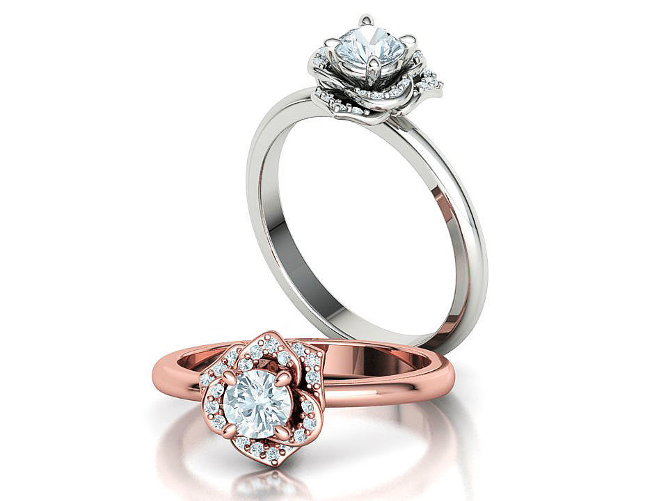 Flower Engagement Ring 30 pointer Stone Nature design Ring 3D print model_4