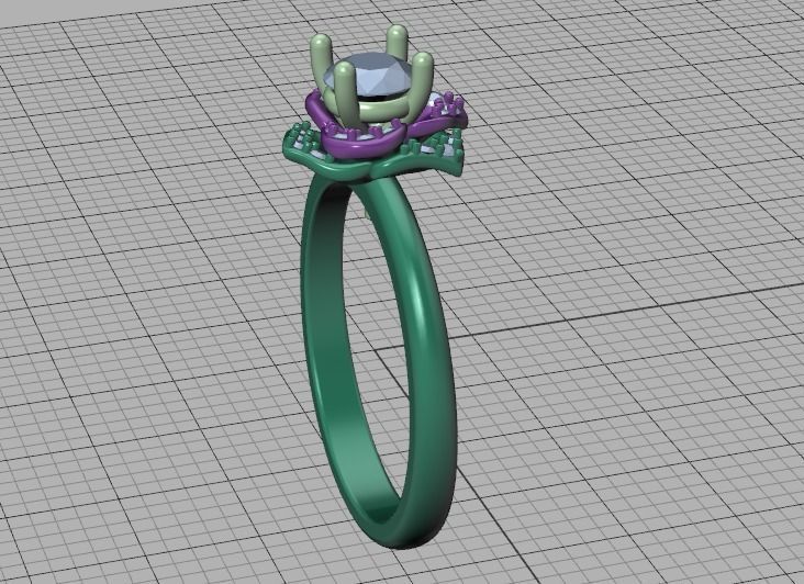 Flower Engagement Ring 30 pointer Stone Nature design Ring 3D print model_38