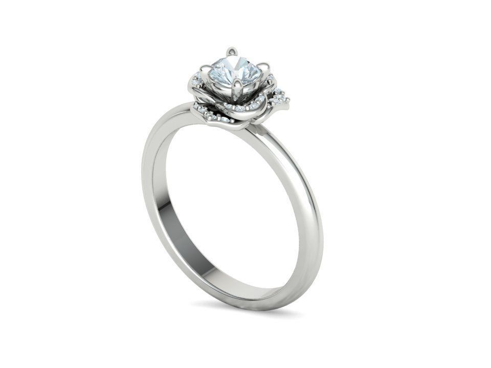 Flower Engagement Ring 30 pointer Stone Nature design Ring 3D print model_34