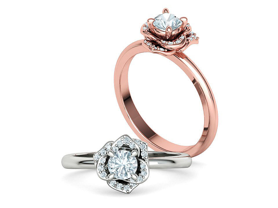 Flower Engagement Ring 30 pointer Stone Nature design Ring 3D print model_5