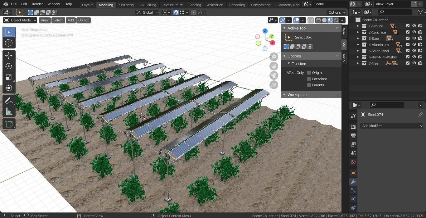 Solar Steel Construction For Farms Type-2 3D model_33