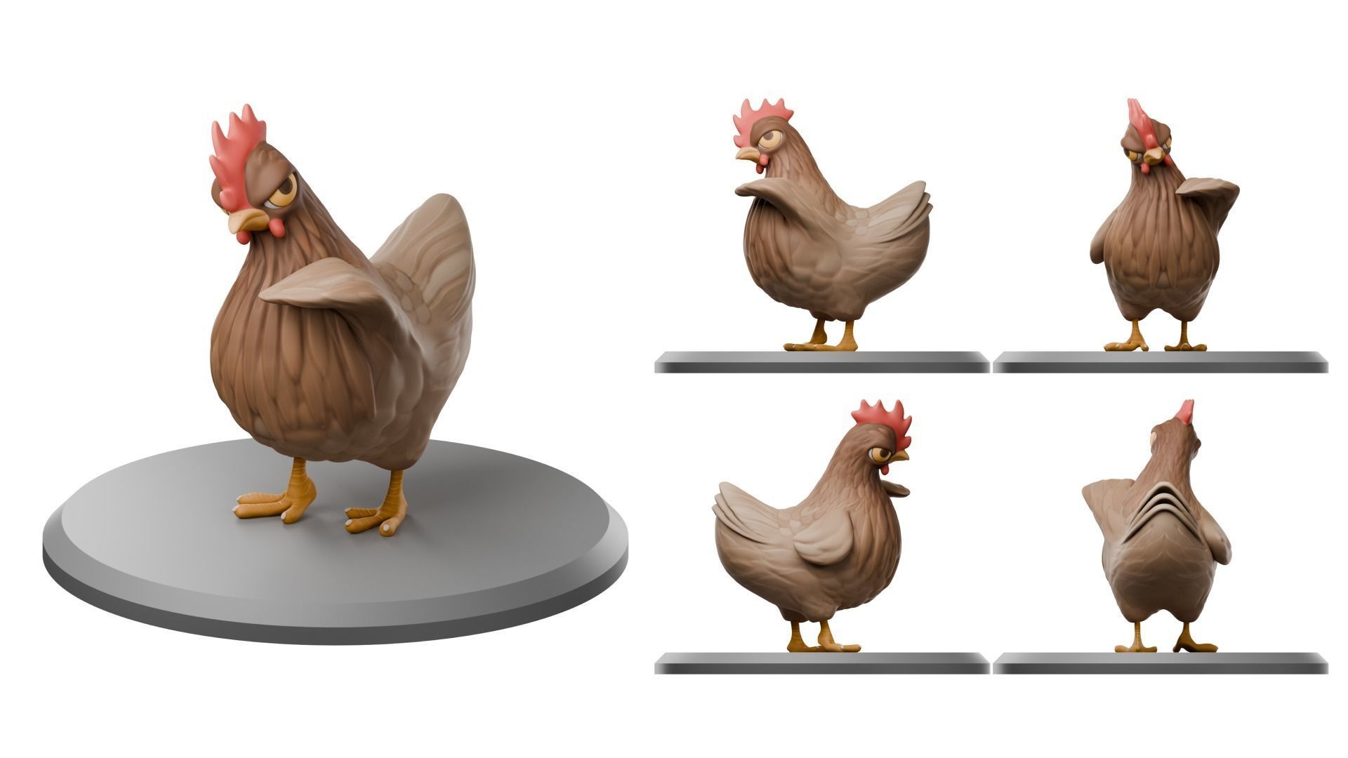 3D Cartoon Chicken Free 3D print model_7