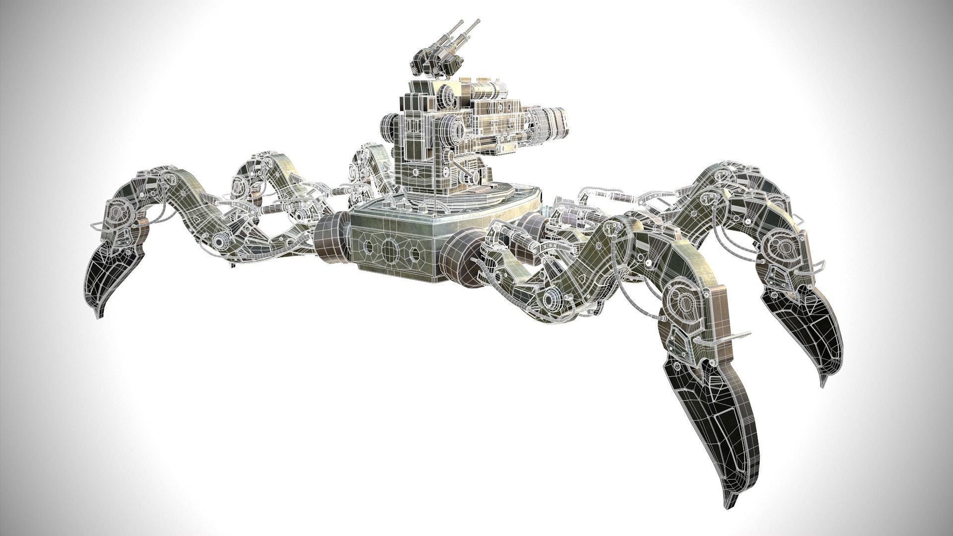 military robot Low-poly 3D model_16