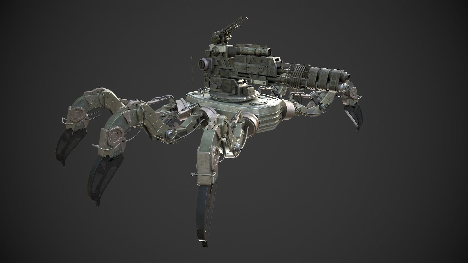 military robot Low-poly 3D model_8