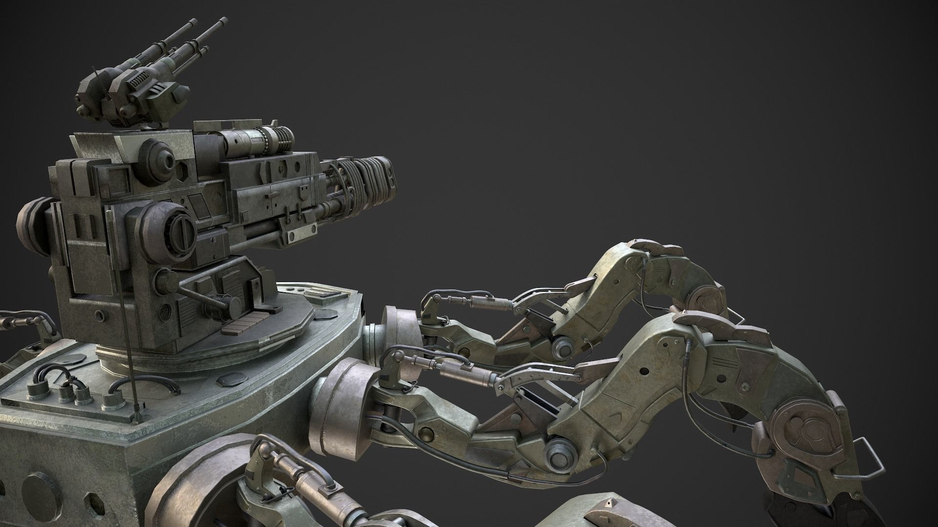 military robot Low-poly 3D model_3