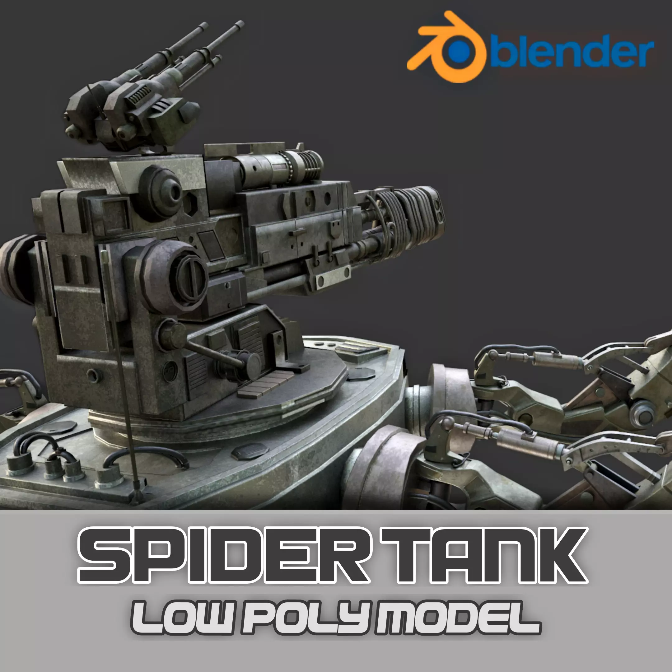 military robot Low-poly 3D model_0
