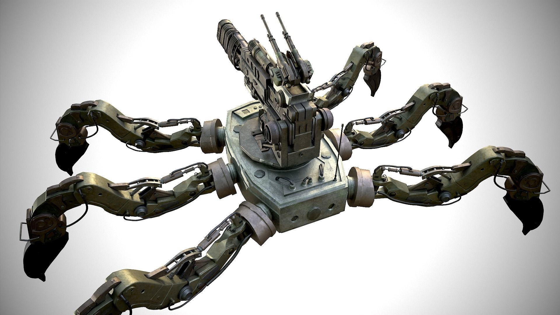 military robot Low-poly 3D model_10