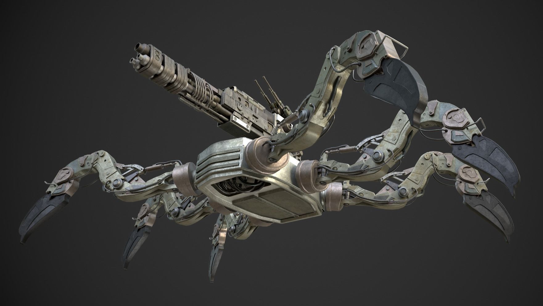 military robot Low-poly 3D model_2