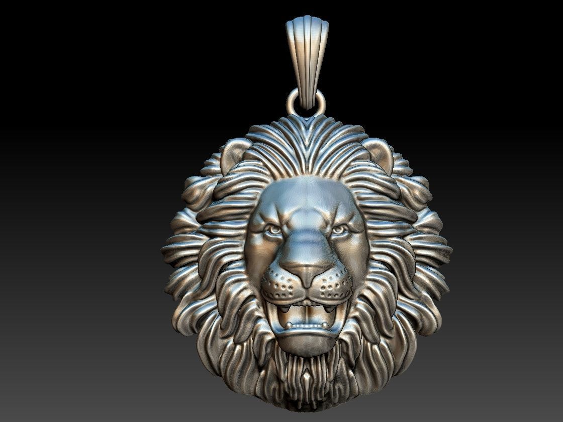 lion necklace pendant model 2 3D print model_3