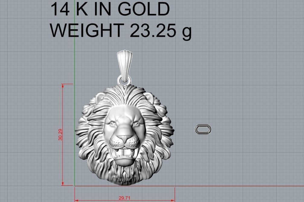 lion necklace pendant model 2 3D print model_7