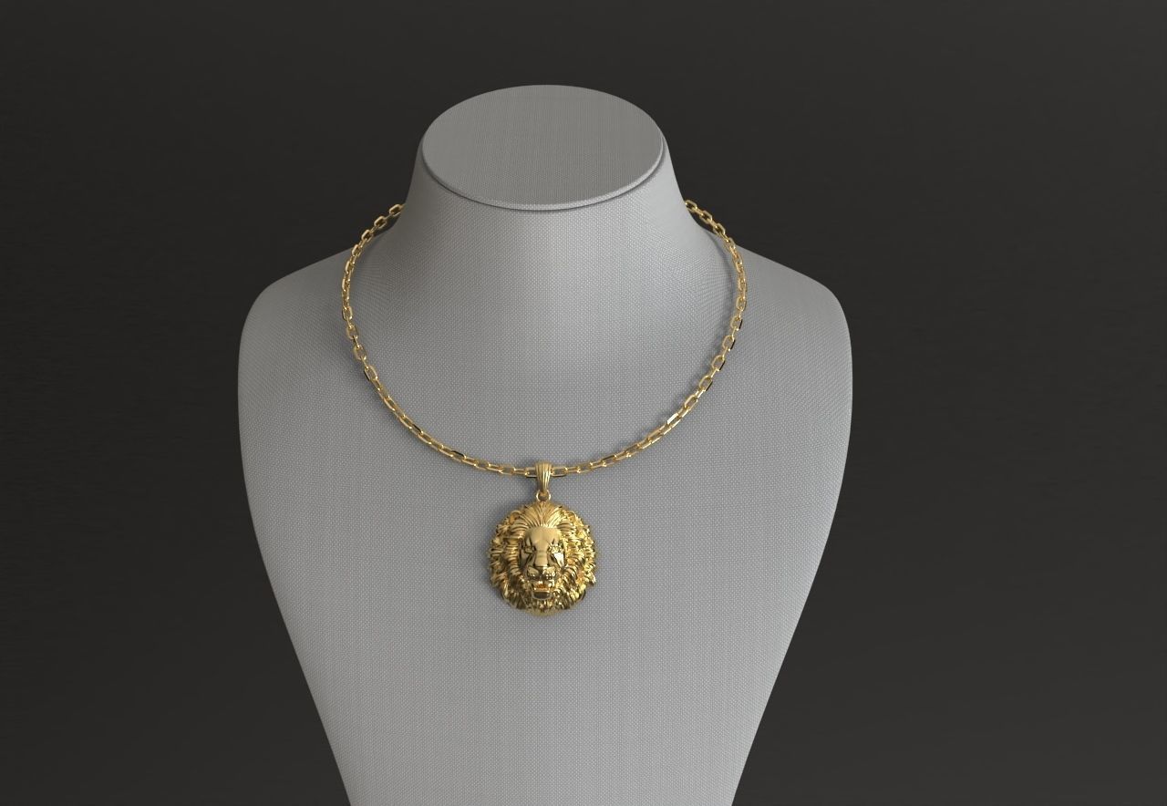 lion necklace pendant model 2 3D print model_5