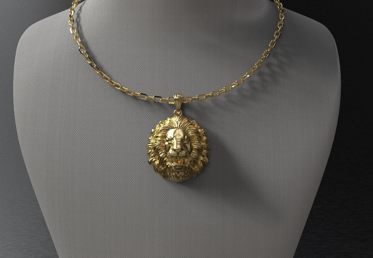 lion necklace pendant model 2 3D print model_2