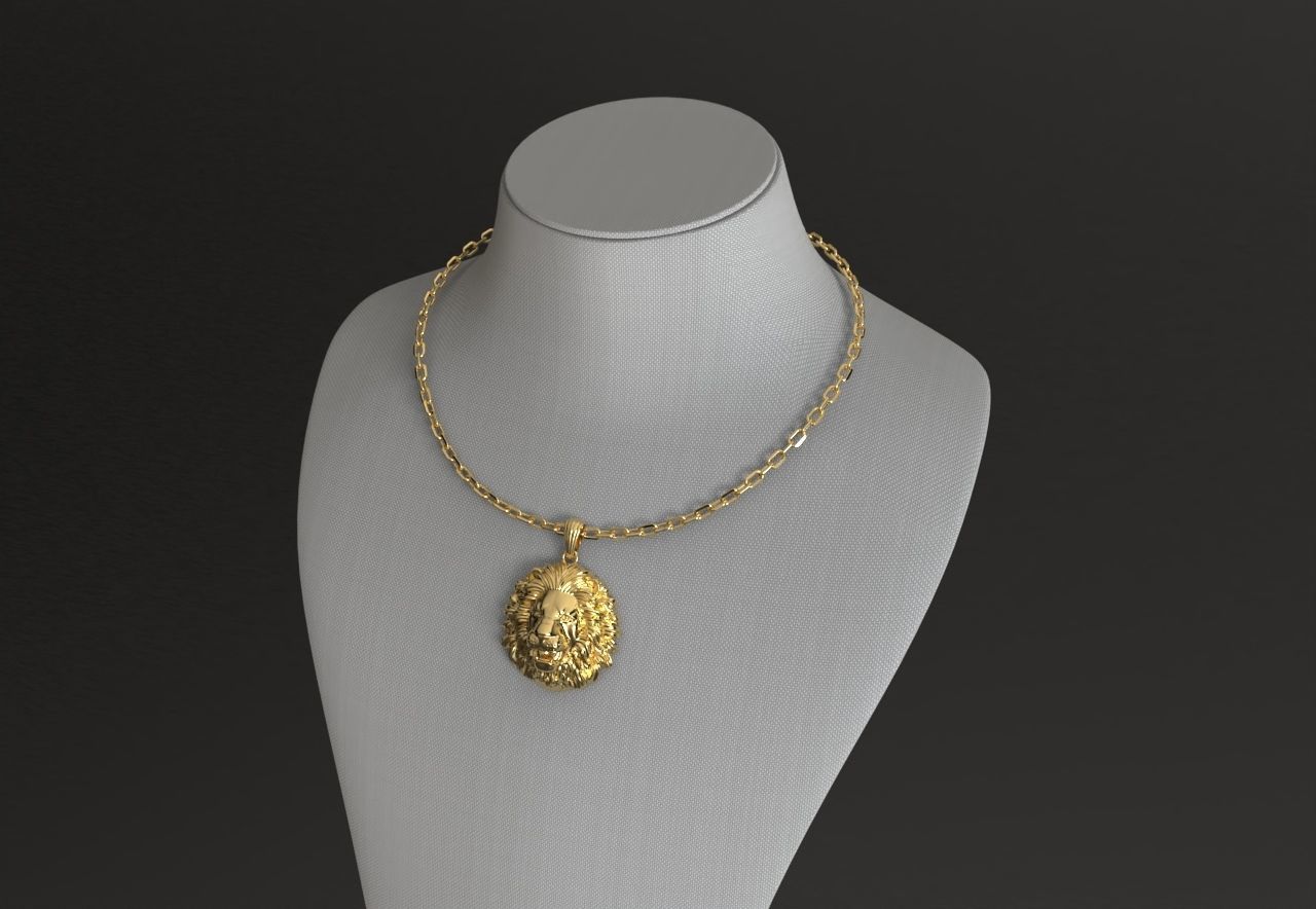 lion necklace pendant model 2 3D print model_6