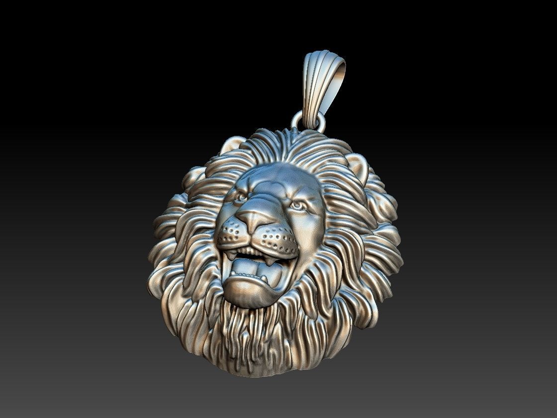 lion necklace pendant model 2 3D print model_4