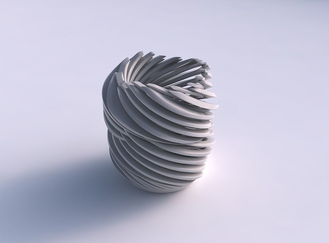 Bowl cylindrical with twisted sharp muscle structures very tw... 3D print model