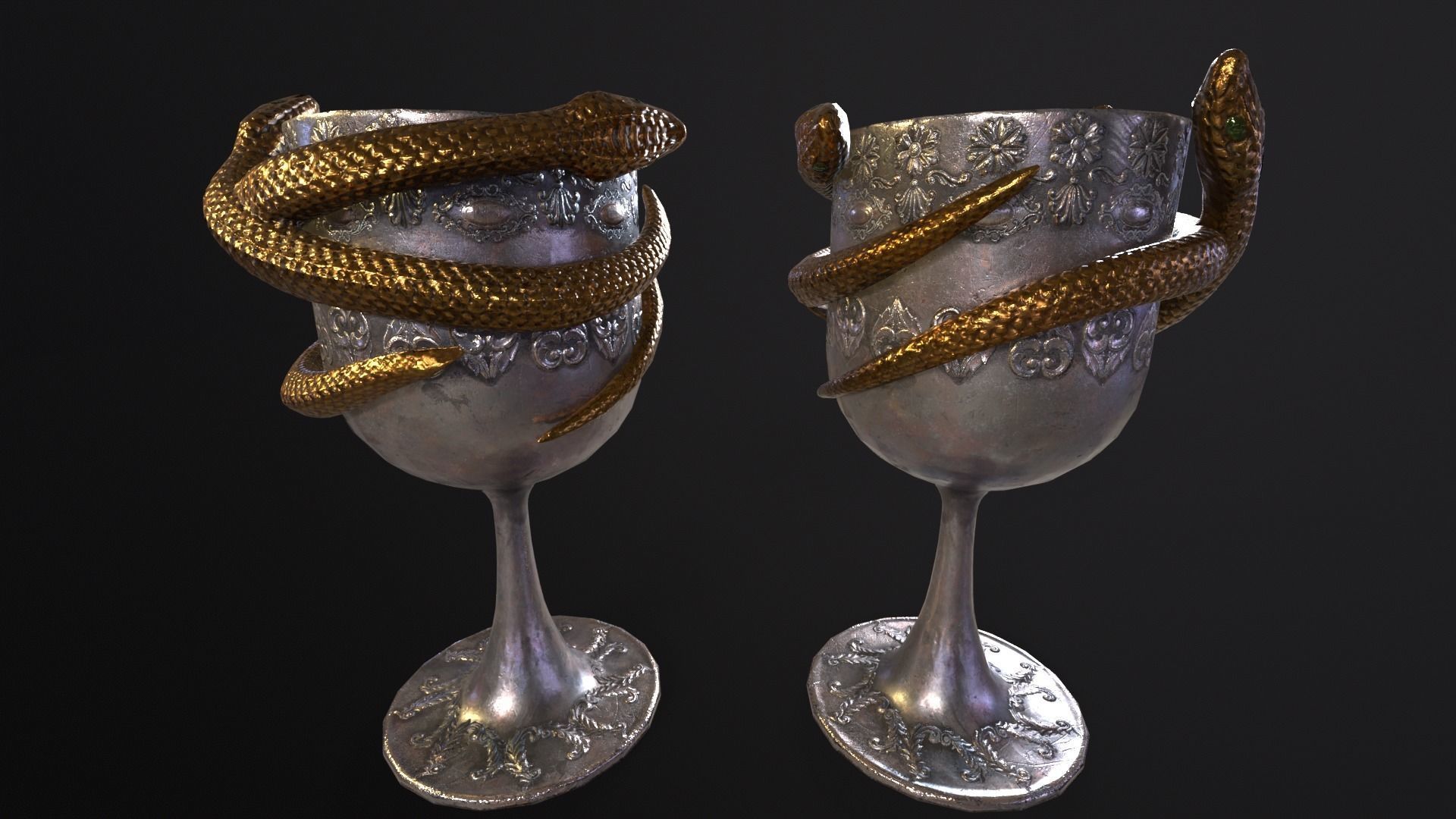 Snake King Chalice Low-poly 3D model_18