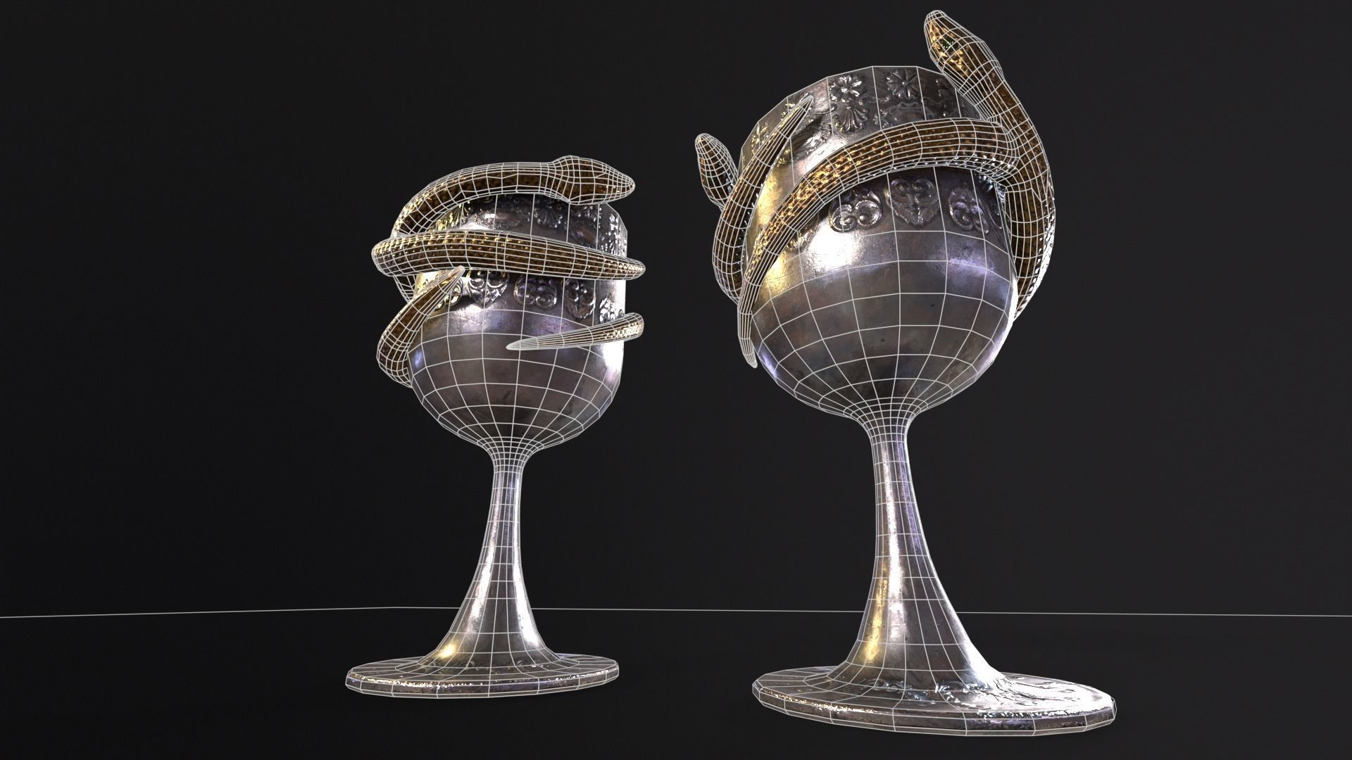 Snake King Chalice Low-poly 3D model_21