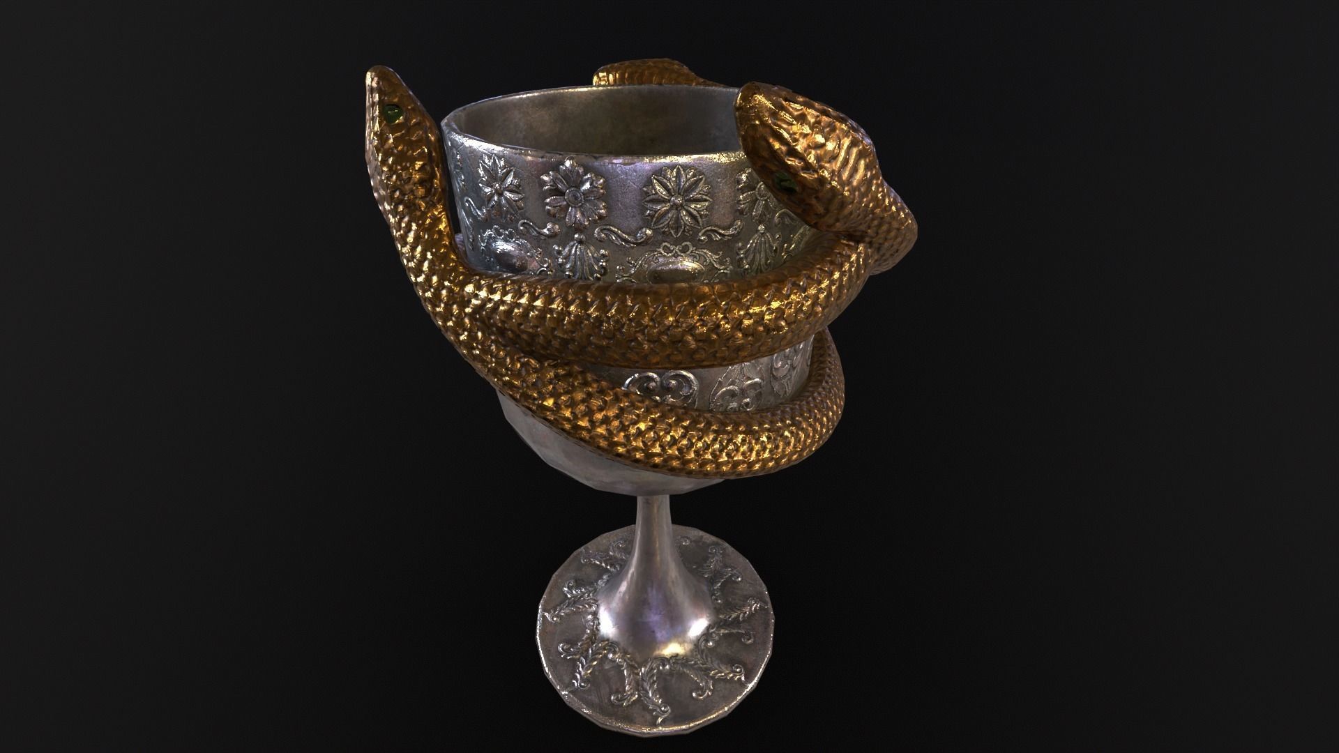 Snake King Chalice Low-poly 3D model_10