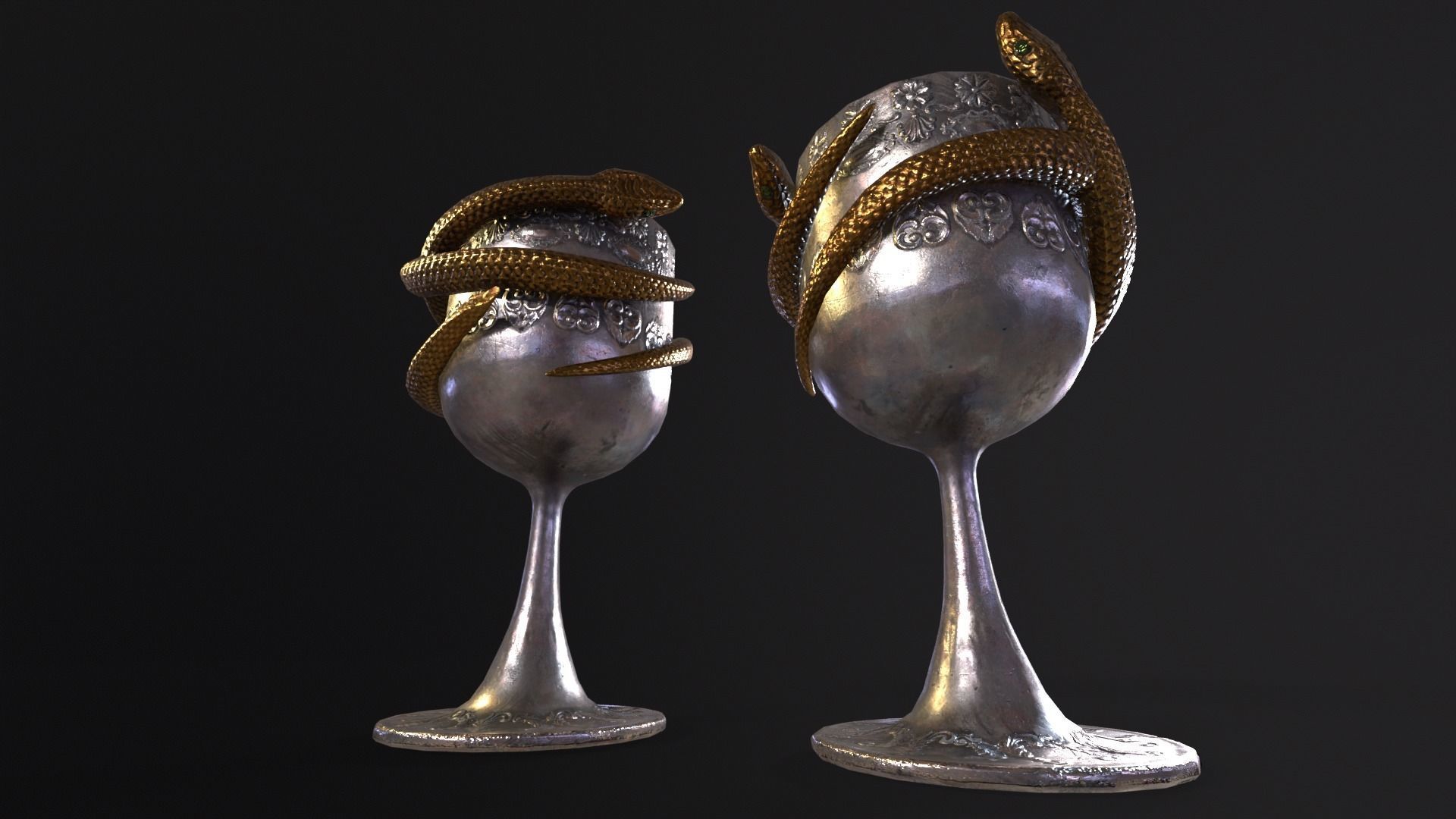 Snake King Chalice Low-poly 3D model_20