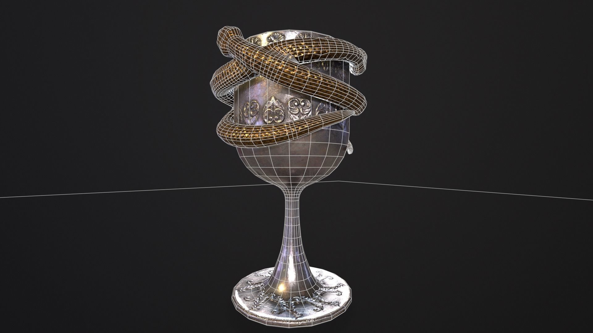 Snake King Chalice Low-poly 3D model_15