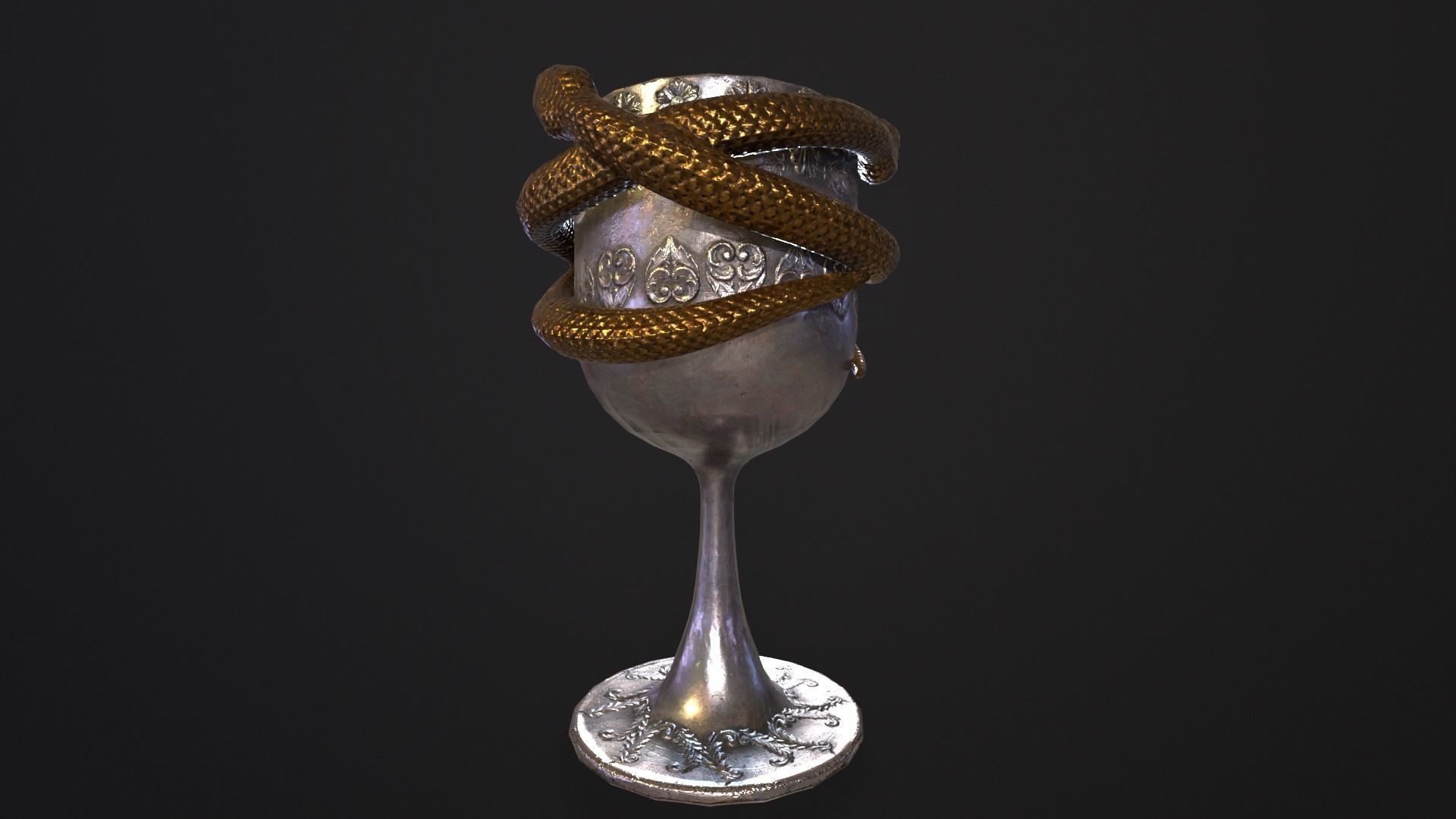 Snake King Chalice Low-poly 3D model_14